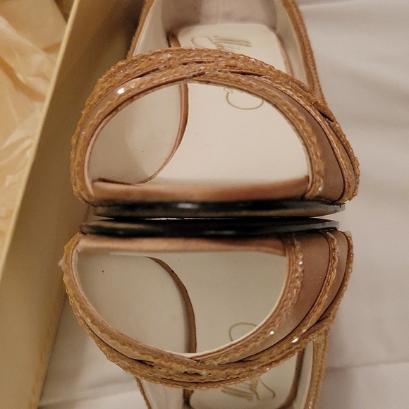 Gold Sequin Peep-toe Pumps - Picture 7 of 9